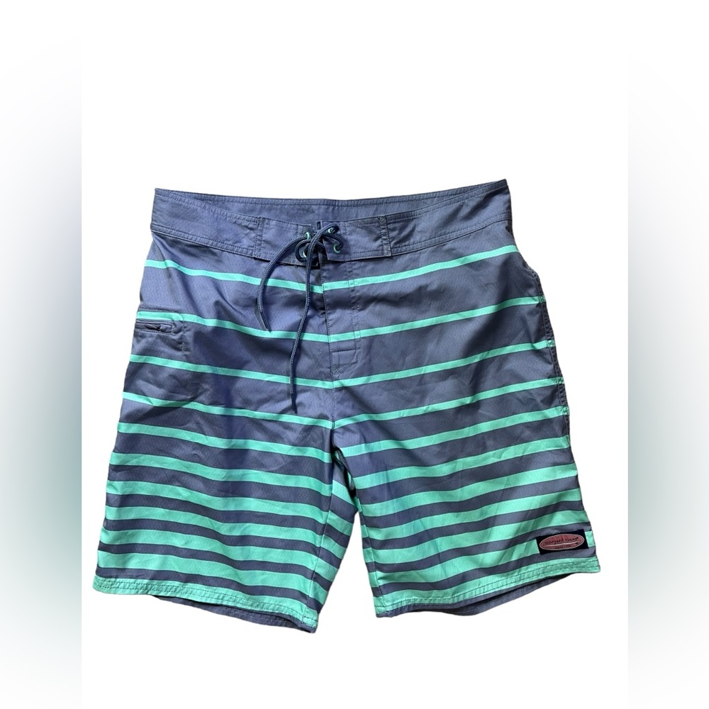 VINEYARD VINES Swim Trunks Board Shorts Men's 33 Bottom Whale Tail Beach Stripes